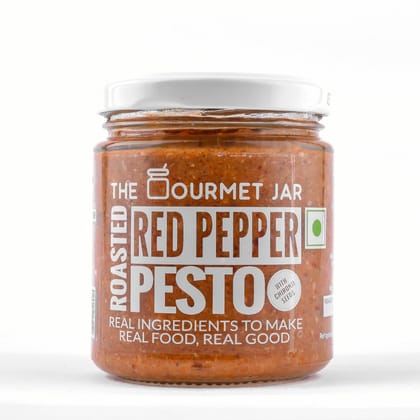 The Gourmet Jar Roasted Red Pepper Pesto For Sandwich, Pizza And Pasta, Smoky Dip With Red Bell Pepper, Gluten Free, Nut Free Spreads, 190 Gm