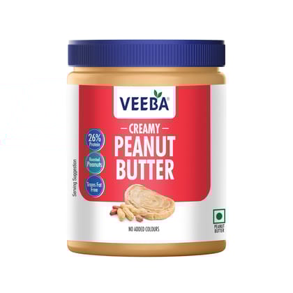 Veeba Creamy Peanut Butter, High Protein, Naturally Gluten Free, Vegan, Trans Fat Free, No Added Preservatives, No Added Colour & Flavour, Non Gmo, 925G
