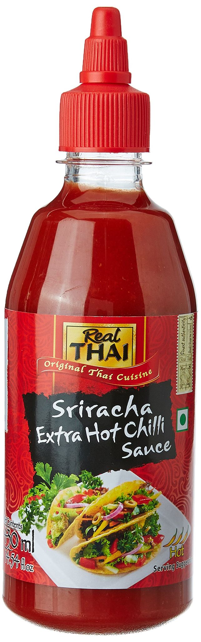 Real Thai Original Thai Cuisine Sriracha Extra Hot Chilli Sauce, 14.54 Fl Oz 430Ml