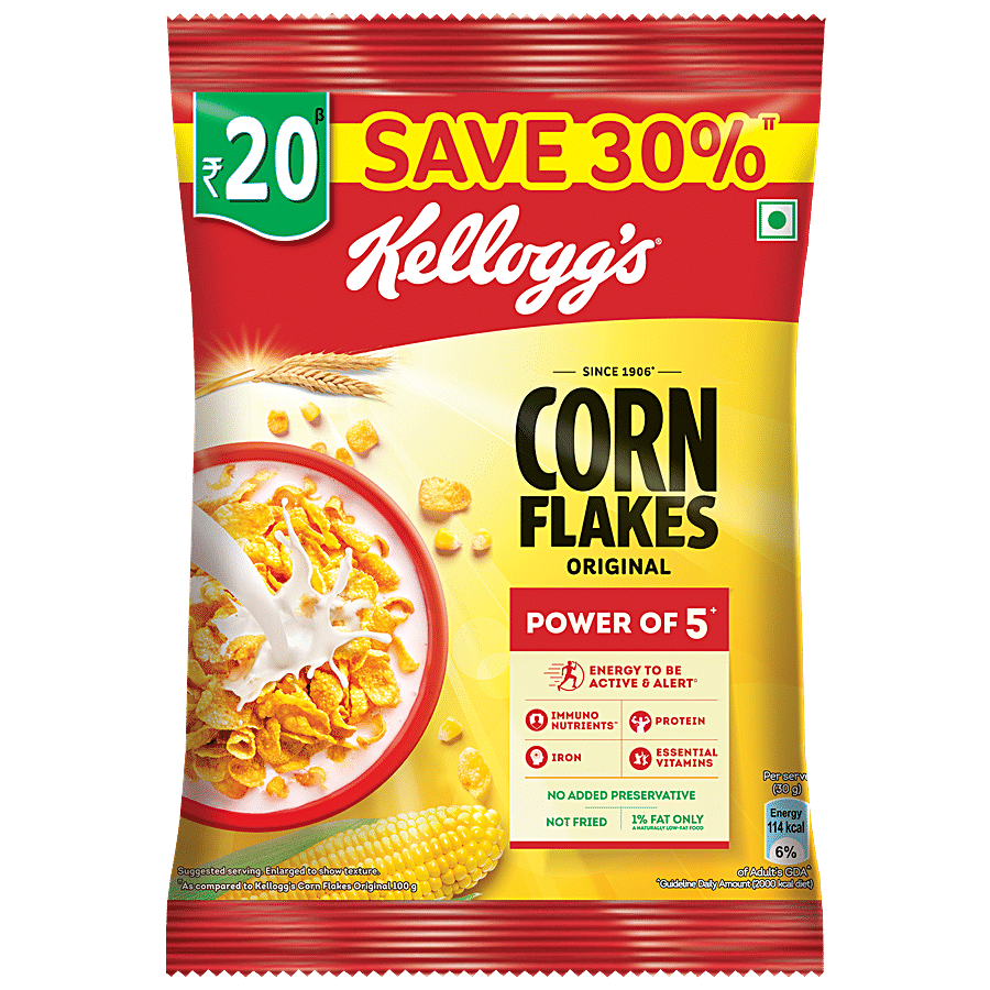 Kellogg's Corn Flakes, Original, High In Iron, B Group Vitamins, Breakfast Cereals, 65 G