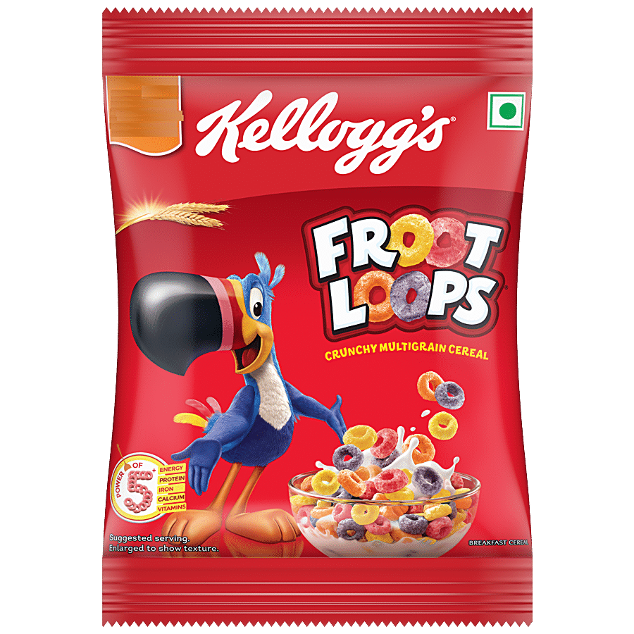 Kelloggs Froot Loops, Mixed Fruit Flavour, Multigrain Breakfast Cereal, 18 G Pouch