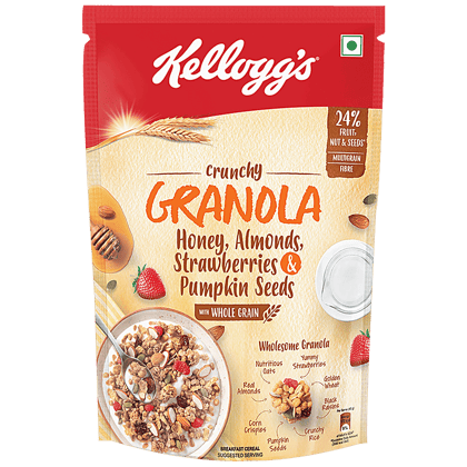 Kelloggs Crunchy Granola - Honey, Almonds, Strawberries & Pumpkin Seeds, 450 g Pouch