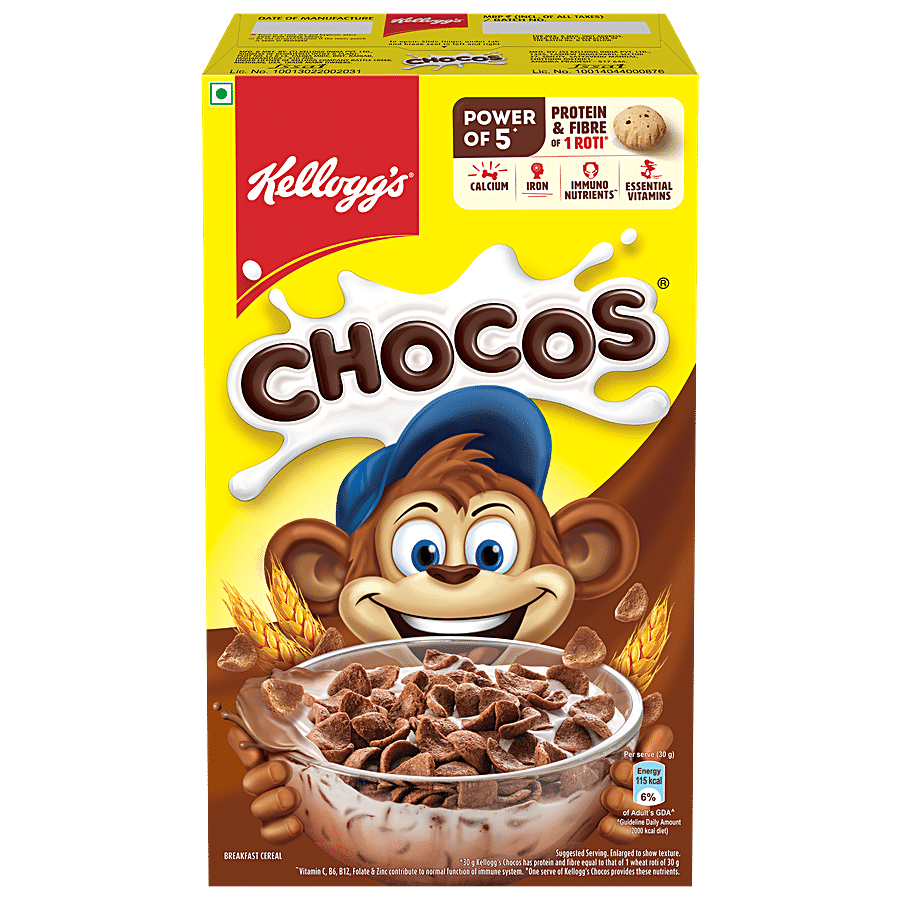 Kellogg's Chocos, With Protein & Fibre Of 1 Roti In Each Bowl, High In Calcium & Protein, Breakfast Cereals, 715 G