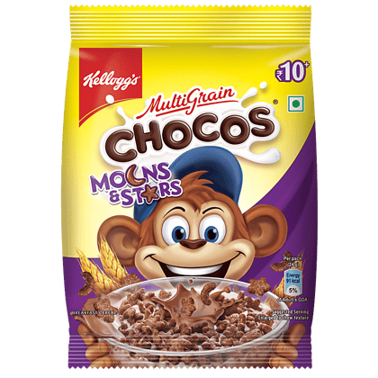 Kellogg's Chocos, Moons & Stars, With Whole Grain, Source Of Fibre, High In Calcium & Protein, Breakfast Cereals, 24 G