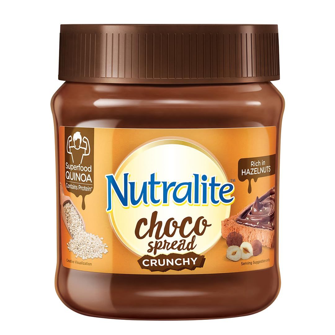 Nutralite Choco Spread Crunchy, 275G, With Protein, Rich Quinoa, Premium Chocolate And Real Hazelnuts, Tasty And Healthy Chocolate Spread, For Tasty & Healthy Breakfast, Use As Dip Or Spread