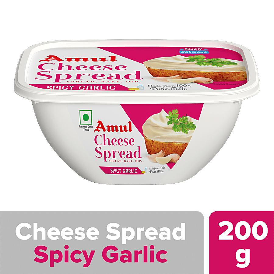 Amul Processed Cheese Spread, Spicy Garlic, Made From 100% Pure Milk, 200 G Tub