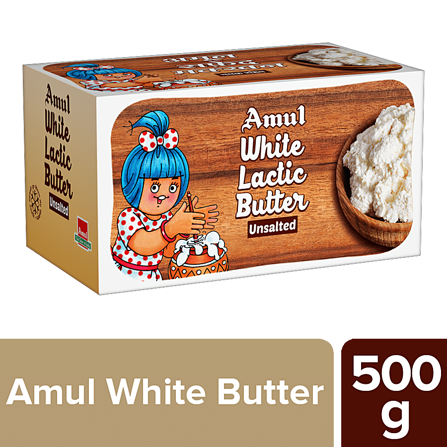 Amul White Butter, Unsalted, 500 G Carton