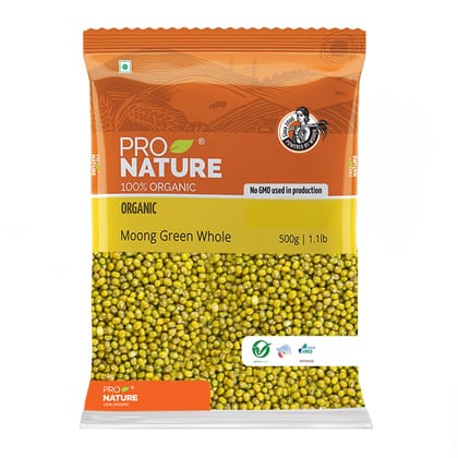 Pro Nature Organic 100% Organic Moong Green Whole, 500G