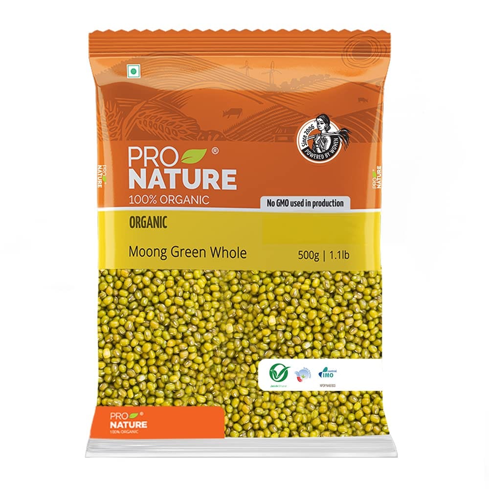 Pro Nature Organic 100% Organic Moong Green Whole, 500G