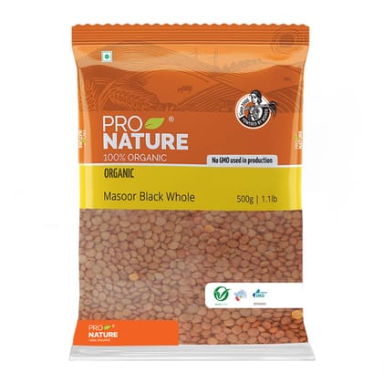 Pro Nature 100% Organic Masoor Black Whole, 500G