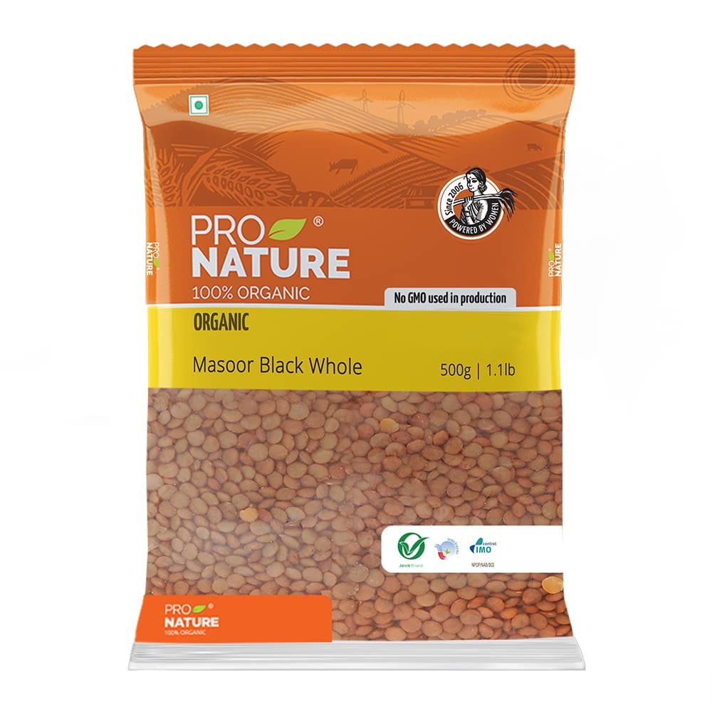 Pro Nature 100% Organic Masoor Black Whole, 500G
