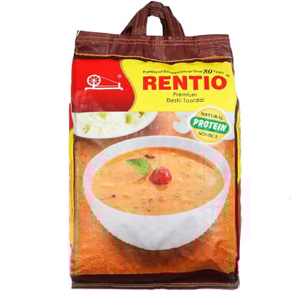 Rentio Premium Toor Dal, Oiled Arhar Dal, 5 Kg, Free From Cholestrol, Tur Dal, Oily Toor Dal