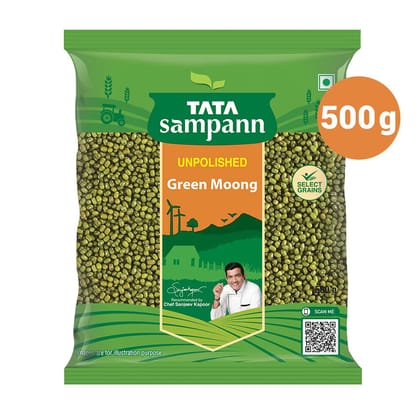 Tata Sampann Unpolished Green Moong Dal (Whole), 500G
