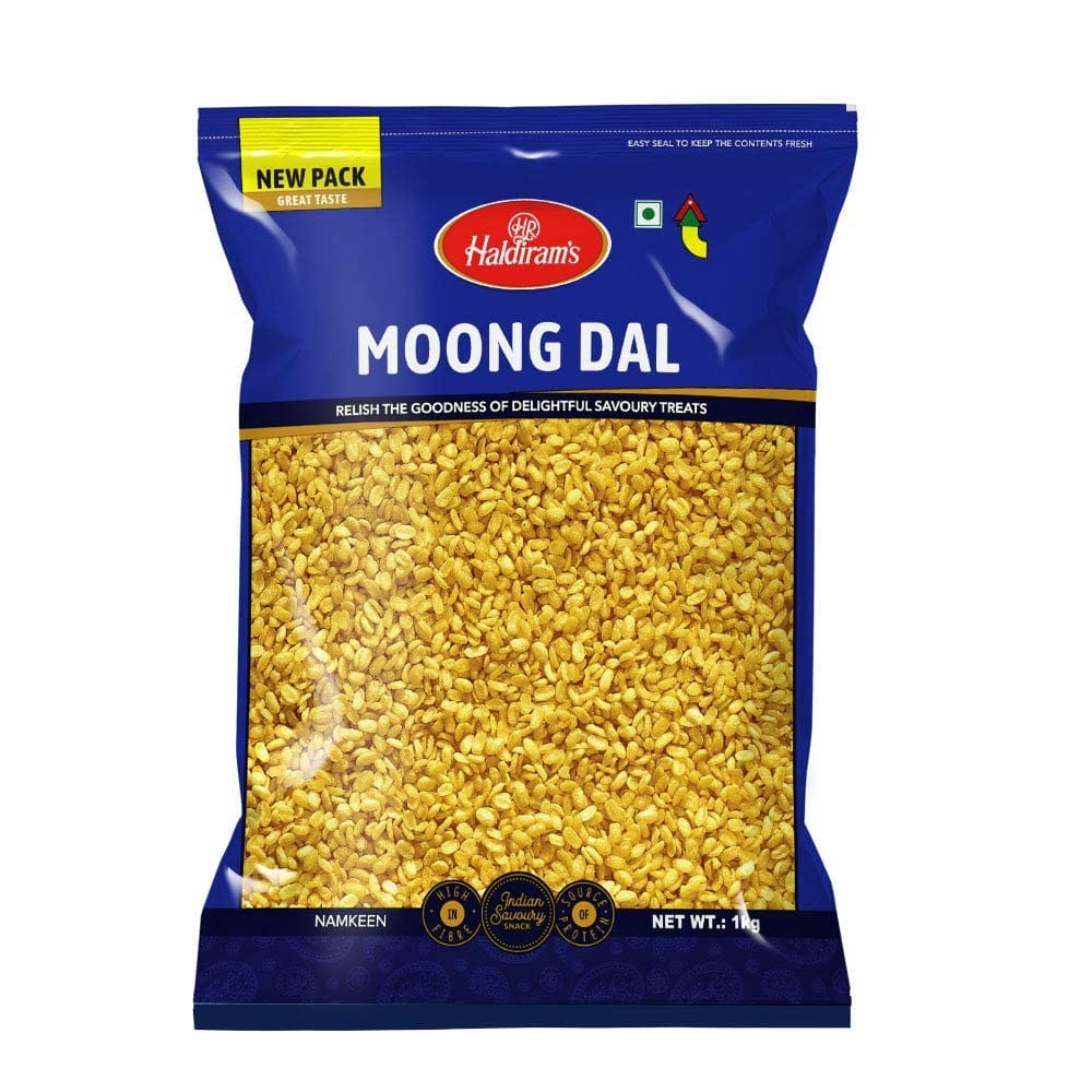 Haldiram's Moong Dal, Crispy Moong Dal Coated With Salt, Not Spiced Yet Flavorful, Favorite Teatime Snack Of India, Made With All Natural Ingredients, 1Kg