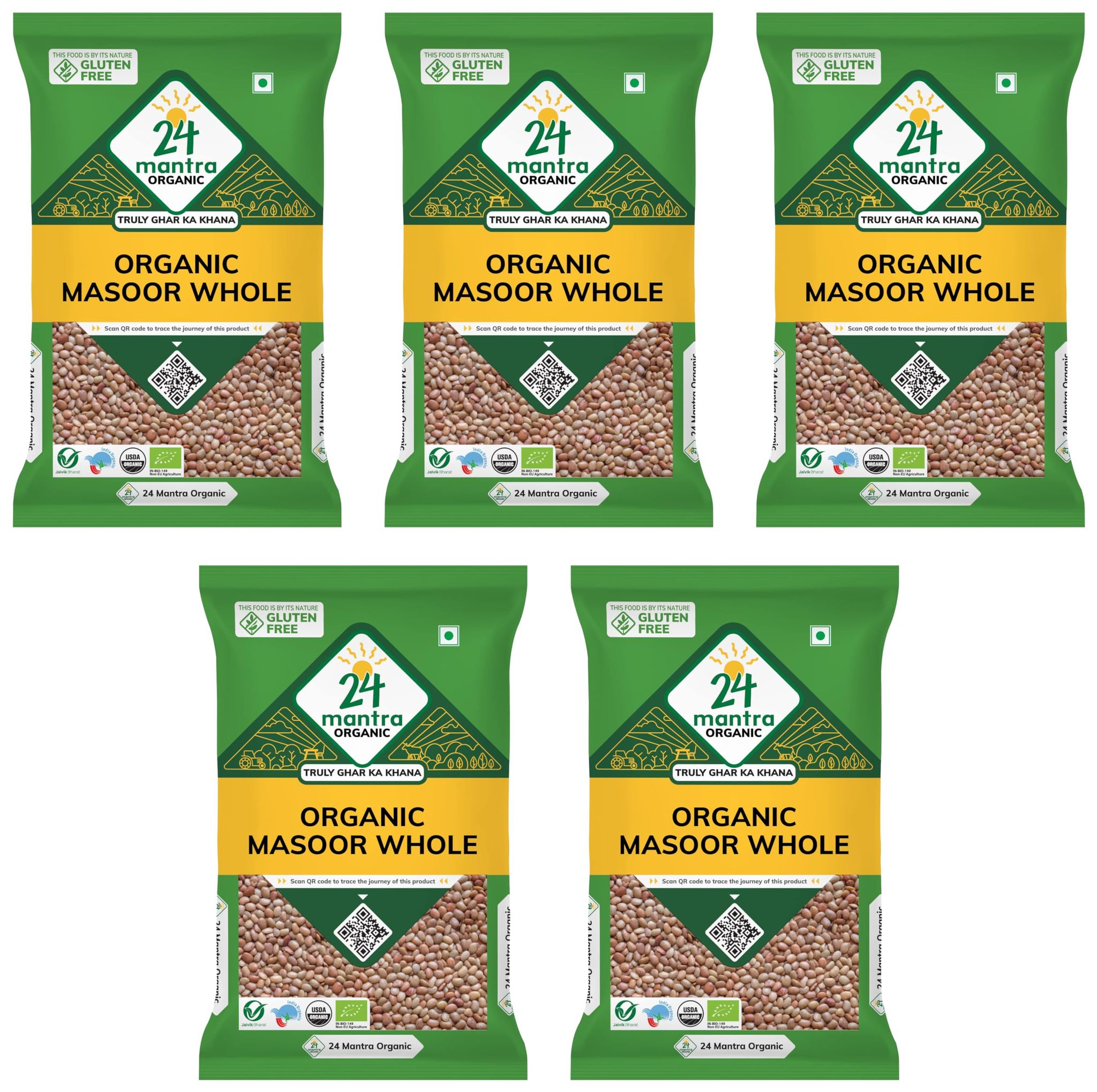 24 Mantra Organic Products Masoor Whole, 500G