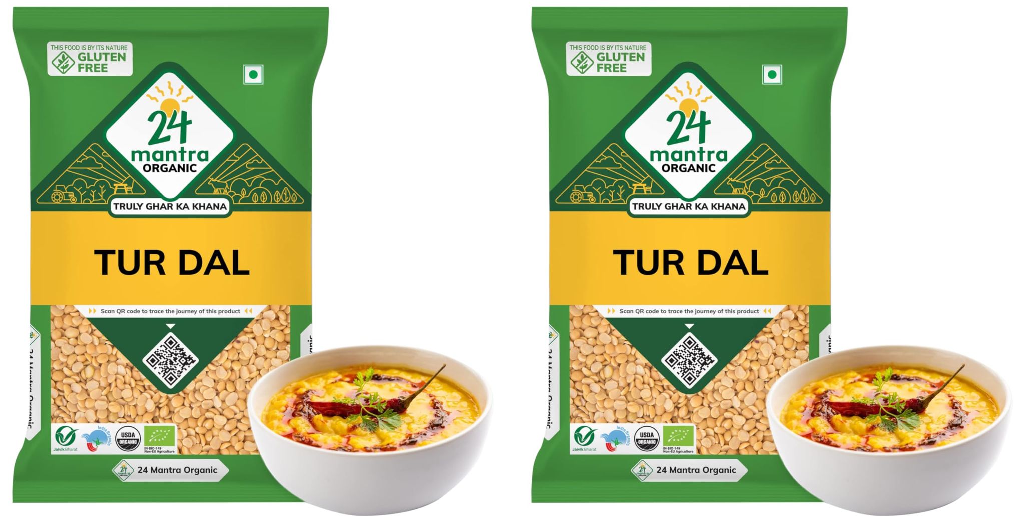 24 Mantra Organic Toor Dal/Tur Dal/Arhar Dal 1Kg (Pack Of 2)