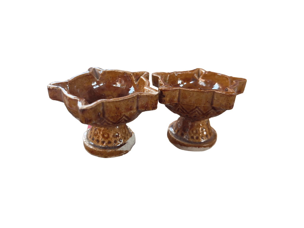 :**Handmade Ceramic Diya Oil Lamp for Diwali Decoration - Set of 2