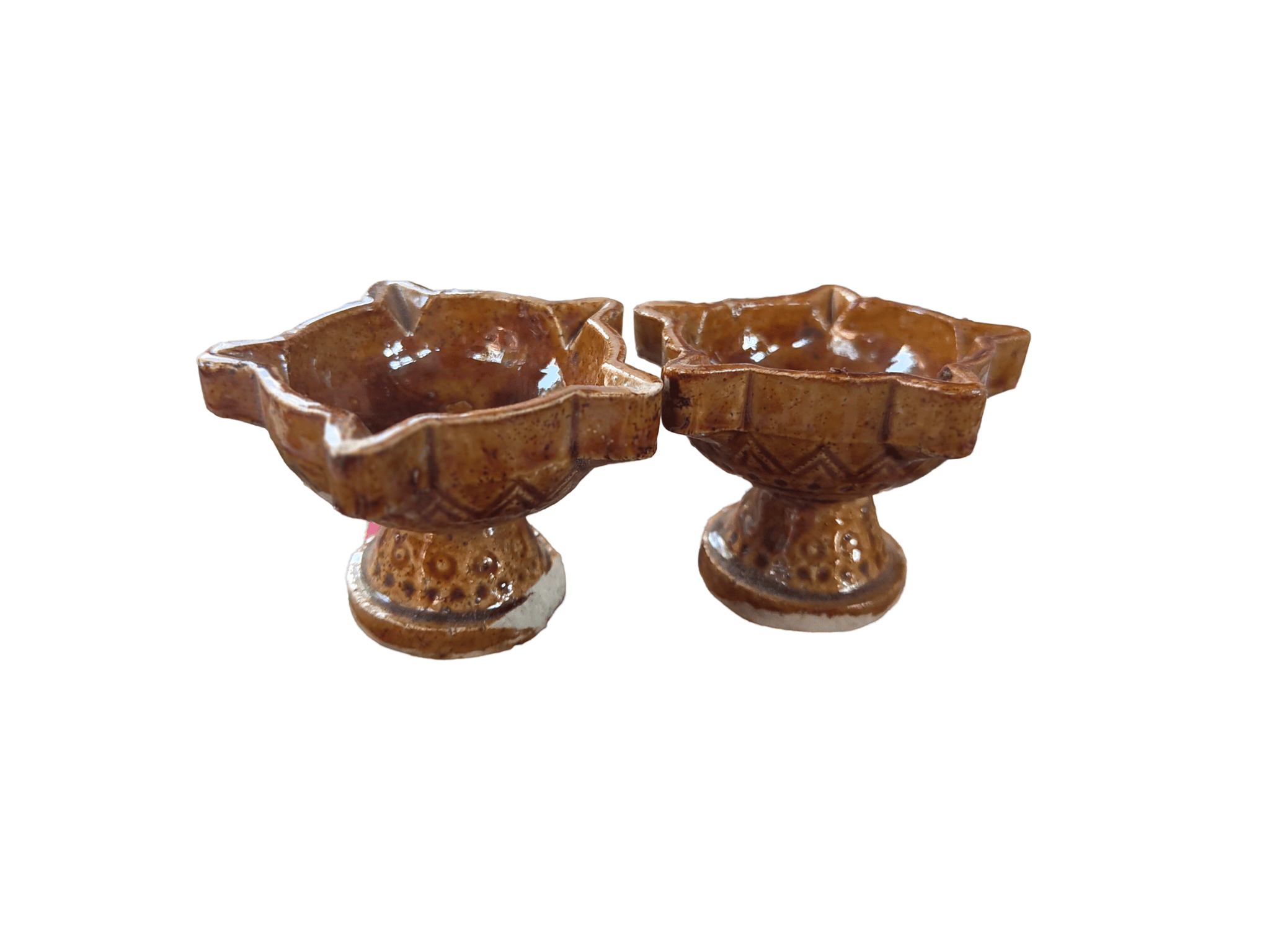 :**Handmade Ceramic Diya Oil Lamp for Diwali Decoration - Set of 2