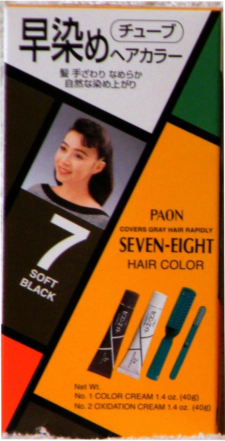 Paon Seven-Eight Hair Color 7 Natural Black - Rich, Long-Lasting, Ammonia-Free Hair Dye