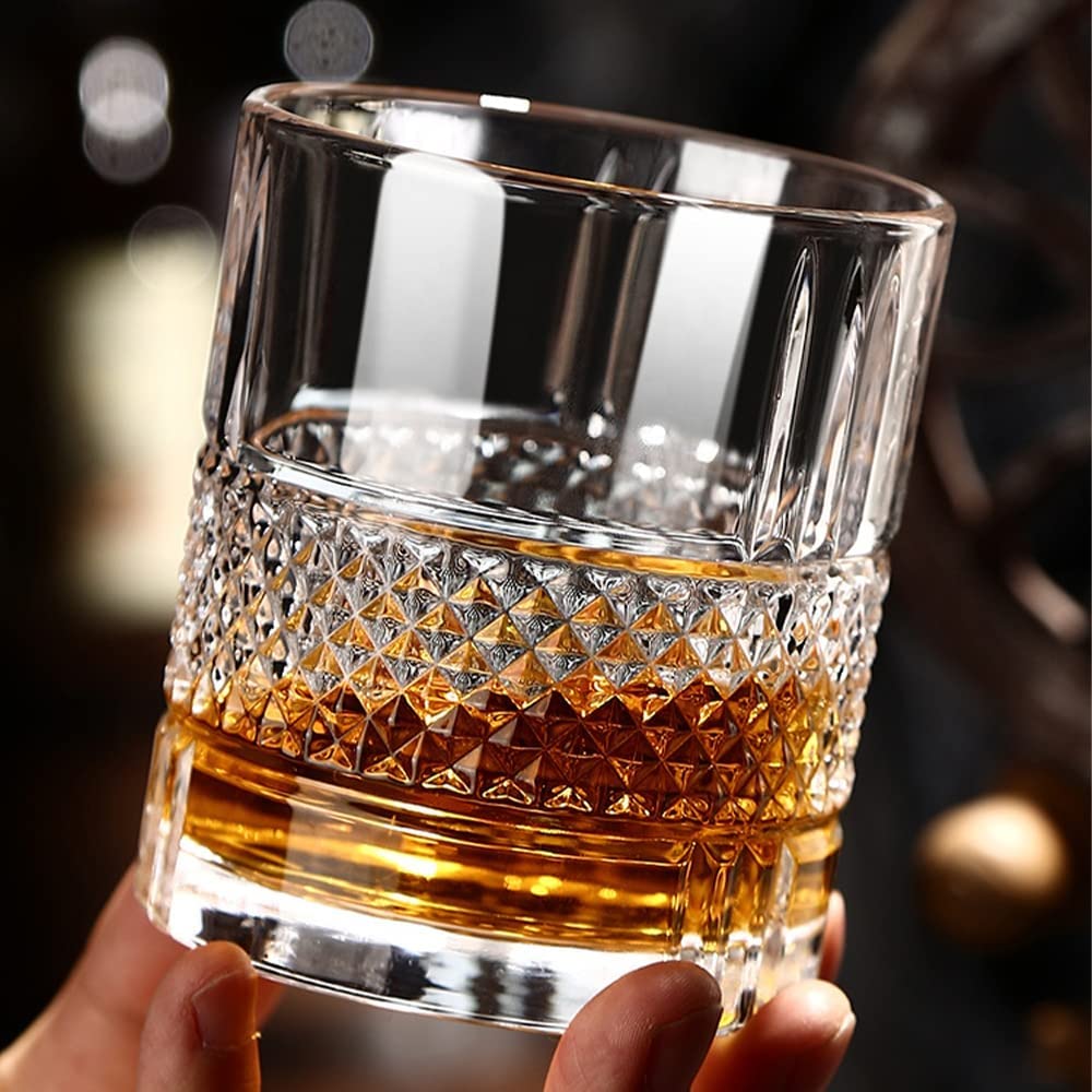 Premium Stylish,Crystal Bourbon Whiskey Brandy Glasses Wine Glass Crafted Lead Free Glass Great Rocks Barware for Scotch Bourbon Liquor Cocktail Drinks Spirit Drinks Scotch Cognac,(310 ml) (pack of 6)