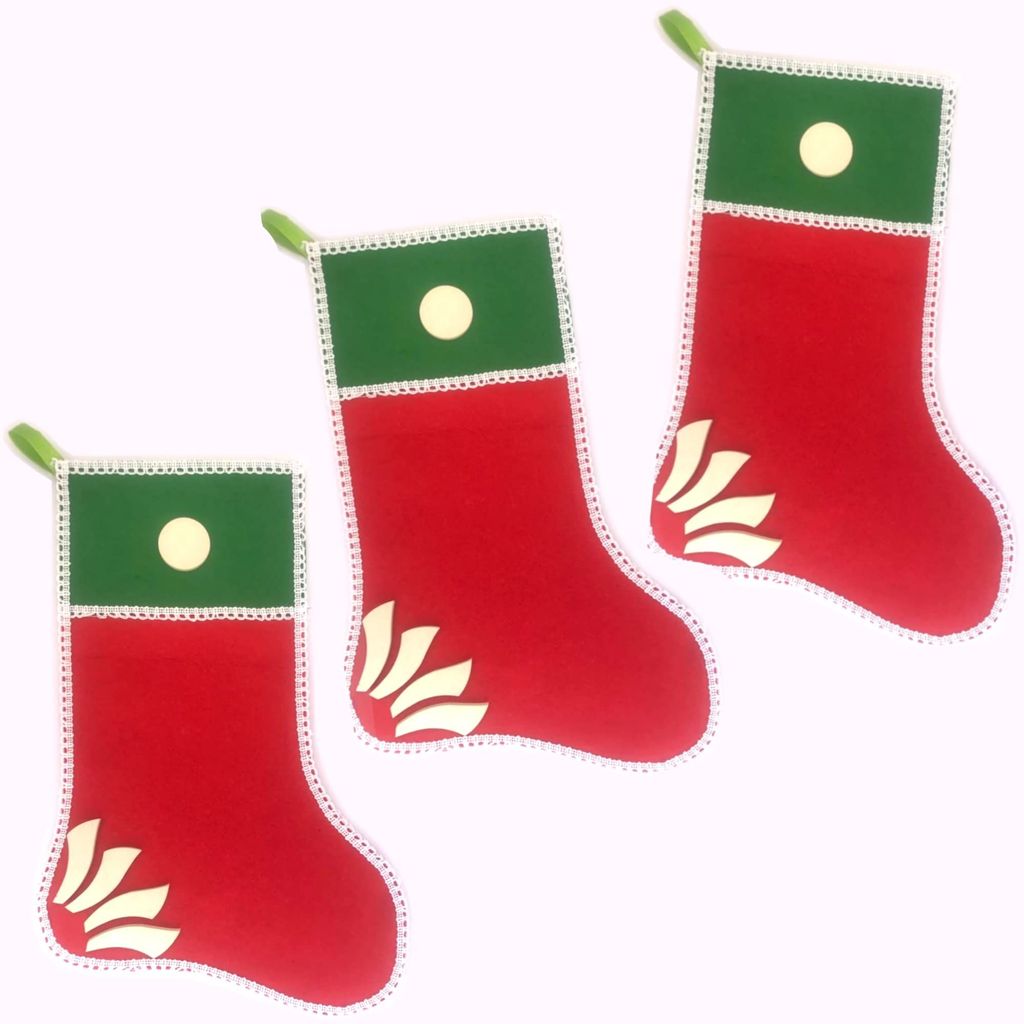 The Brown Box-Set of 3 Christmas Stockings/Socks, 37 x 24.5 cm or 14.5 x 9.5 inch Each,Christmas Decoration Item,Christmas Ornaments,Christmas Gift Stuffers - Party and Festive Needs | Buy online on ZillyBuy
