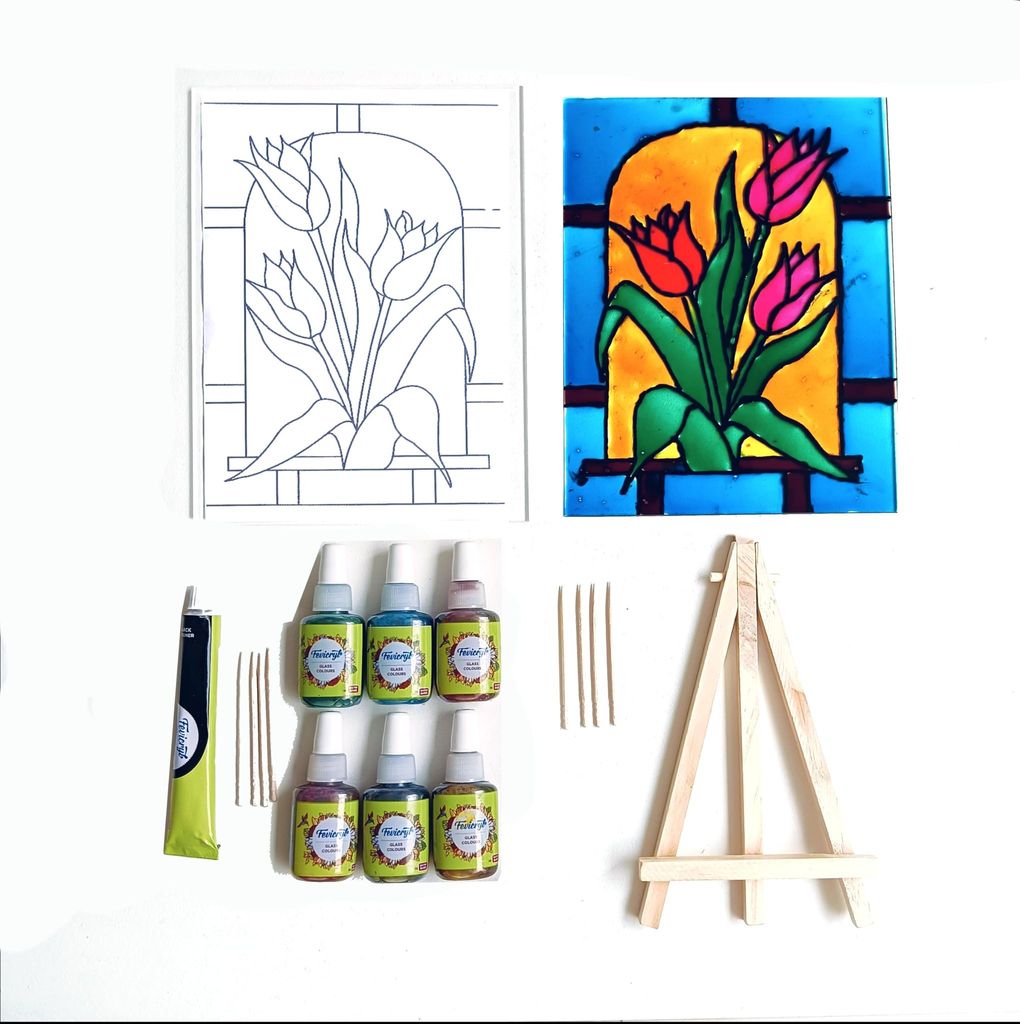The brown box-Glass Painting kit,Art and Craft kit,Craft kit for Kids and Adults,DIY Kit,Hobby Kit,Birthday Gift,Reverse Painting kit. - Stationery | Buy online on ZillyBuy