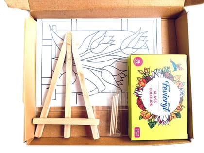 The brown box-Glass Painting kit,Art and Craft kit,Craft kit for Kids and Adults,DIY Kit,Hobby Kit,Birthday Gift,Reverse Painting kit.