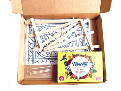 The brown box-Glass Painting kit,Glass for Glass Painting with Designs,Art and Craft kit,Craft kit for Kids and Adults,DIY Kit,Hobby Kit,Birthday Gift,Christmas Gift