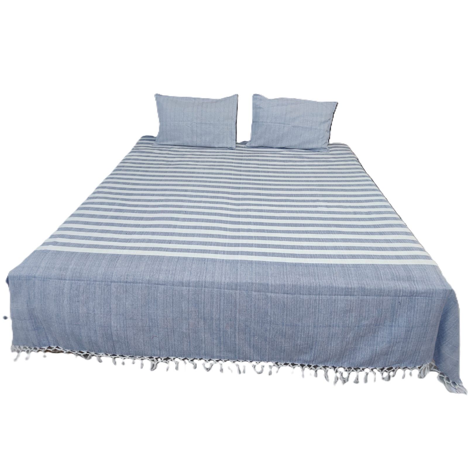 Dhaga Vishwas Ka Handloom Double Bed Sheet with Pillow Covers
