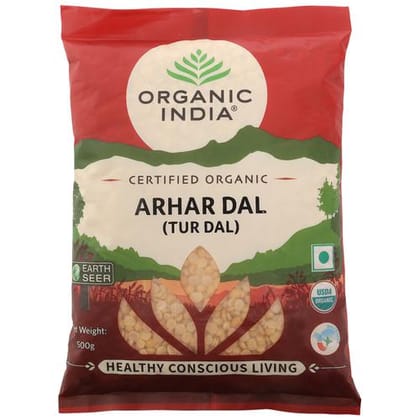 Organic India Arhar/Tur Dal, Unpolished, Helps In Digestion, No Preservatives, 500 G Pouch