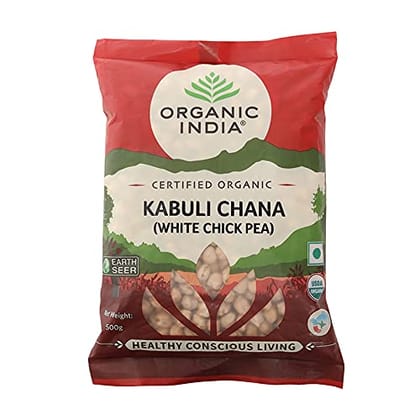 Organic India_Aripl Organic India Rich Source Of Dietary Fiber & Protein Organic Kabuli Chana (White Chickpea), 500 Gm