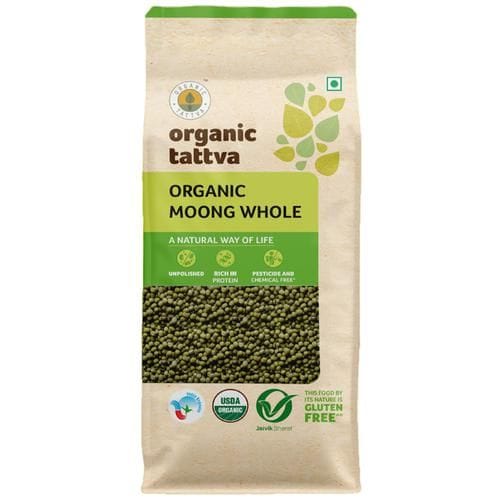 Organic Tattva Organic Green Moong, Whole/ Sabut, 500 G Pouch