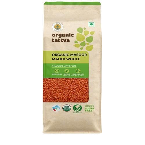 Organic Tattva Organic Masoor, Malka Whole, 500 G Pouch