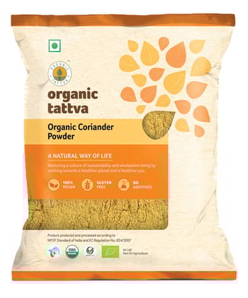 Organic Tattva, Organic Dried Coriander Powder (Dhaniya, Quality Dhaniya Powder, Naturally Processed, From Farm Picked Fresh Coriander Seeds, 100 G, Pouch