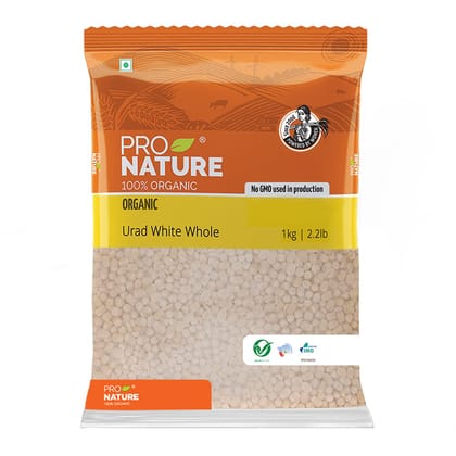 Pro Nature Organic, 100% Organic Urad White Whole, 1Kg