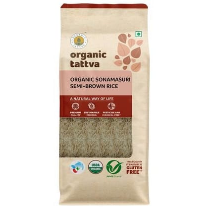 Organic Tattva Organic Sona Masuri, Brown, 1 Kg Pouch