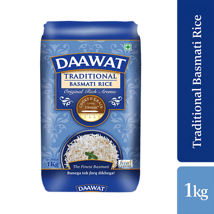 Daawat Basmati Rice/Basmati Akki, Traditional, 1 Kg Pouch