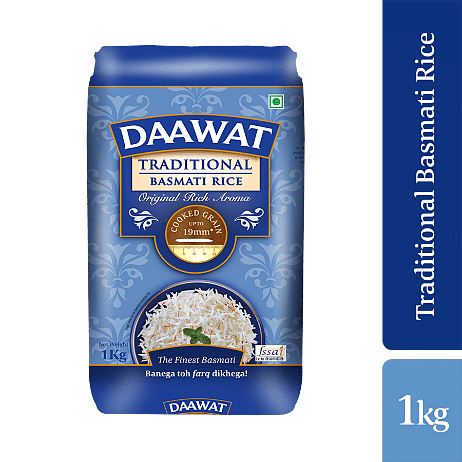 Daawat Basmati Rice/Basmati Akki, Traditional, 1 Kg Pouch