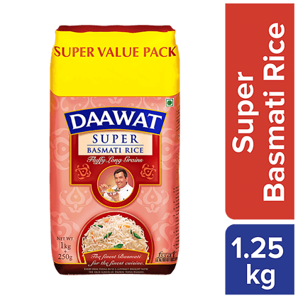 Daawat Basmati Rice/Basmati Akki, Super, 1 Kg 250 G Extra