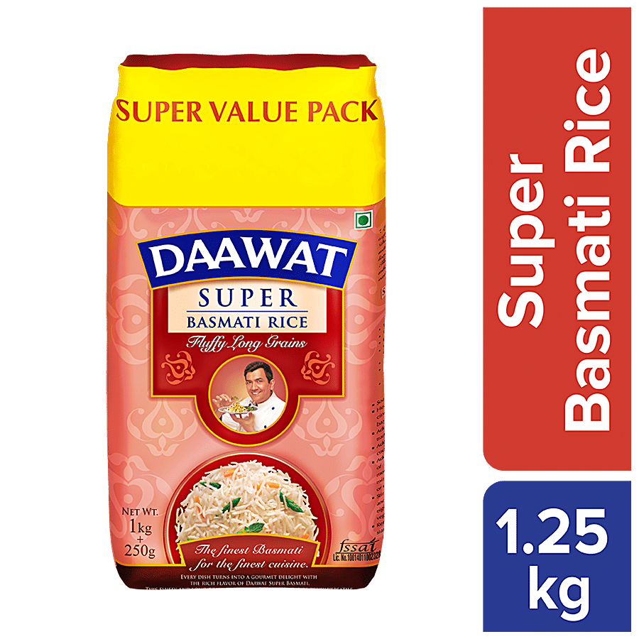 Daawat Basmati Rice/Basmati Akki, Super, 1 Kg 250 G Extra