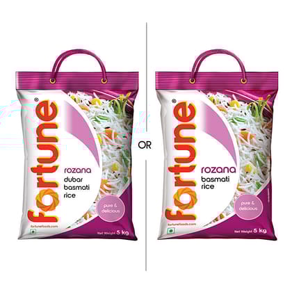 Fortune Rozana Dubar Basmati Rice, 5 Kg Pouch Pack of 2