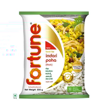 Fortune Thick Indori Poha, Super Soft, 500G