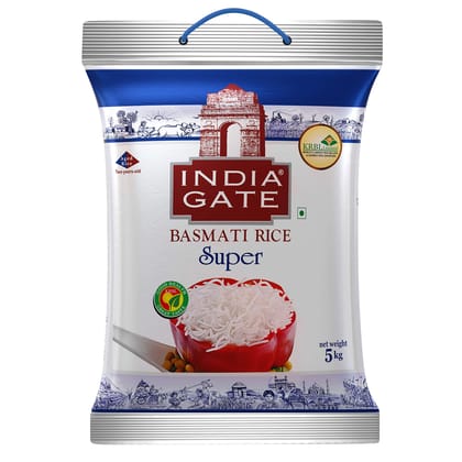 India Gate Basmati Rice Bag, Super, 5Kg