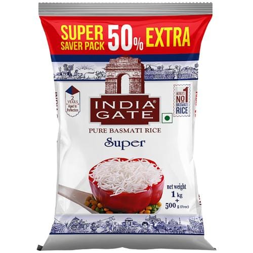 India Gate Basmati Rice/Basmati Akki, Super, 1.5 Kg Pouch