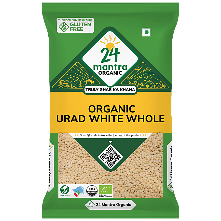 24 Mantra Organic Unpolished Urad Dal White Whole/Minapa Pappu, 500Gms (Pack Of 1)