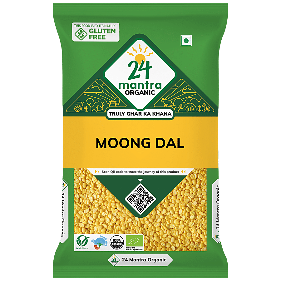 24 Mantra Organic Unpolished Moong Dal/Moong Dal Yellow/Pesarupappu, 500 G