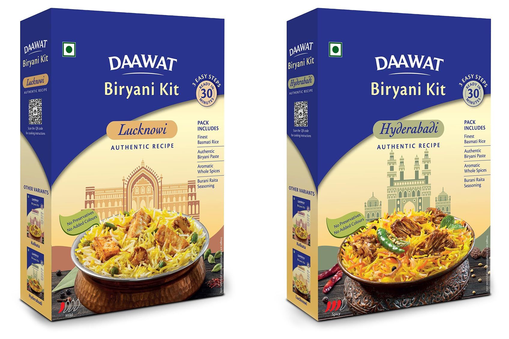 Daawat Biryani Kit Hyderabadi, Authentic Recipe, Ready In 30 Min, Ready To Cook, 334 Gm