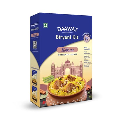 Daawat Biryani Kit Kolkata, Authentic Recipe, Ready In 30 Min, Ready To Cook, 334Gm