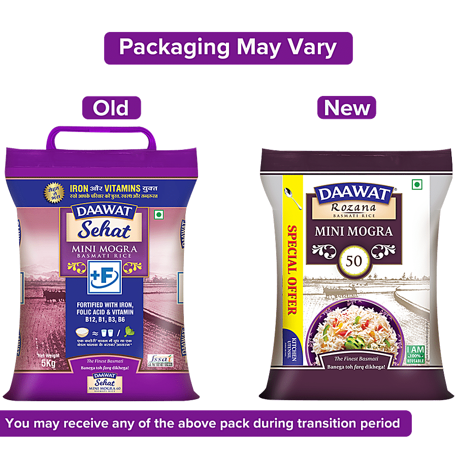 Daawat Sehatmini Mogra Rice, 5Kg
