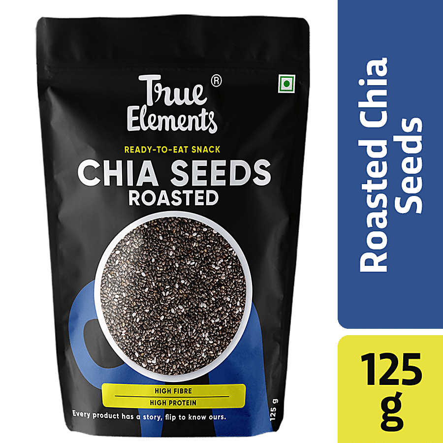 True Elements Roasted Chia Seeds, Iron & Fibre Rich, May Help In Weight Loss, 125 G